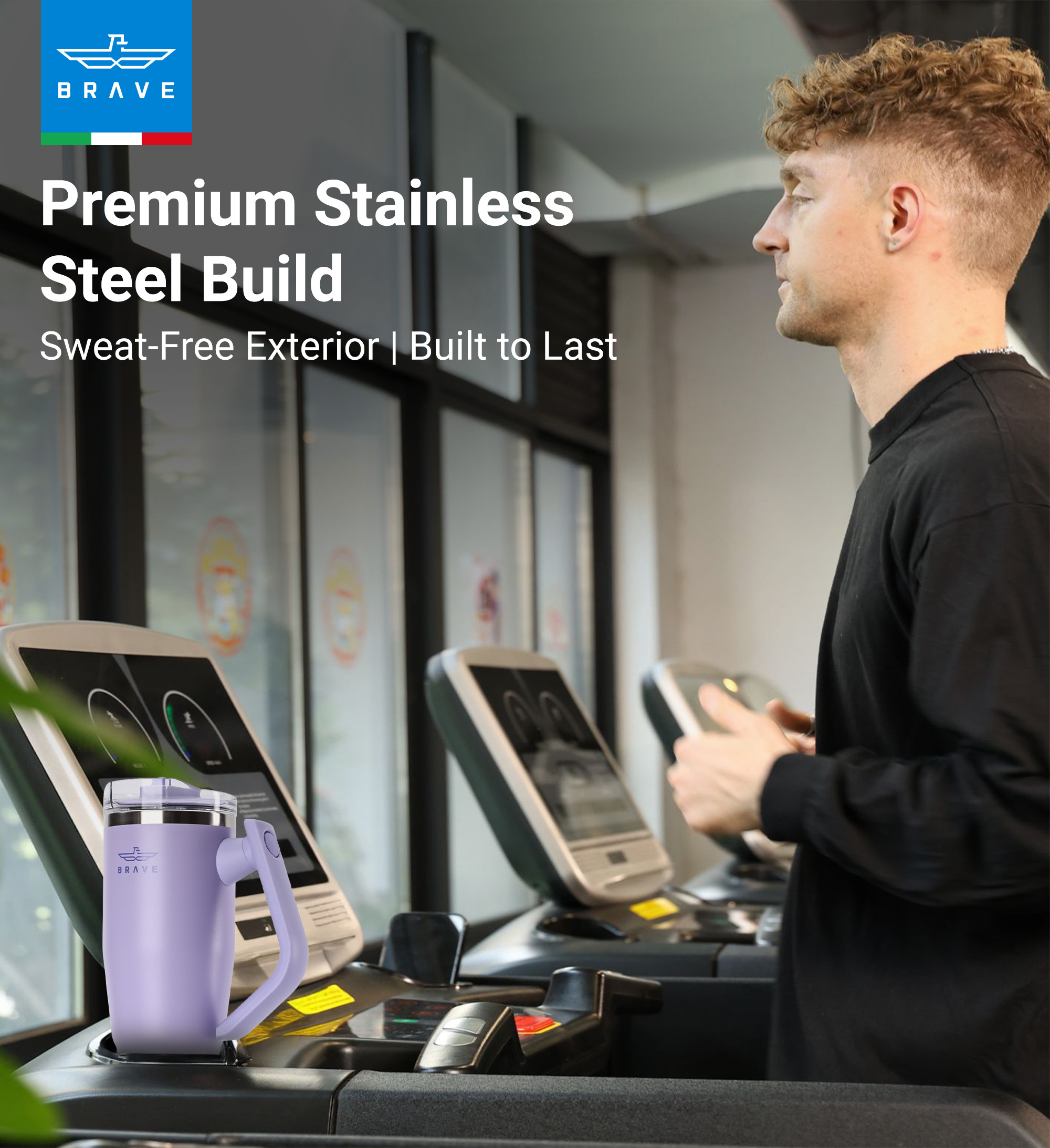 Brave Temp Guard Vacuum Insulated Travel Mug – 180° Rotating Handle, 24H Cold & 12H Hot Retention, Leak-Proof Lid, 1200ml - Lilac