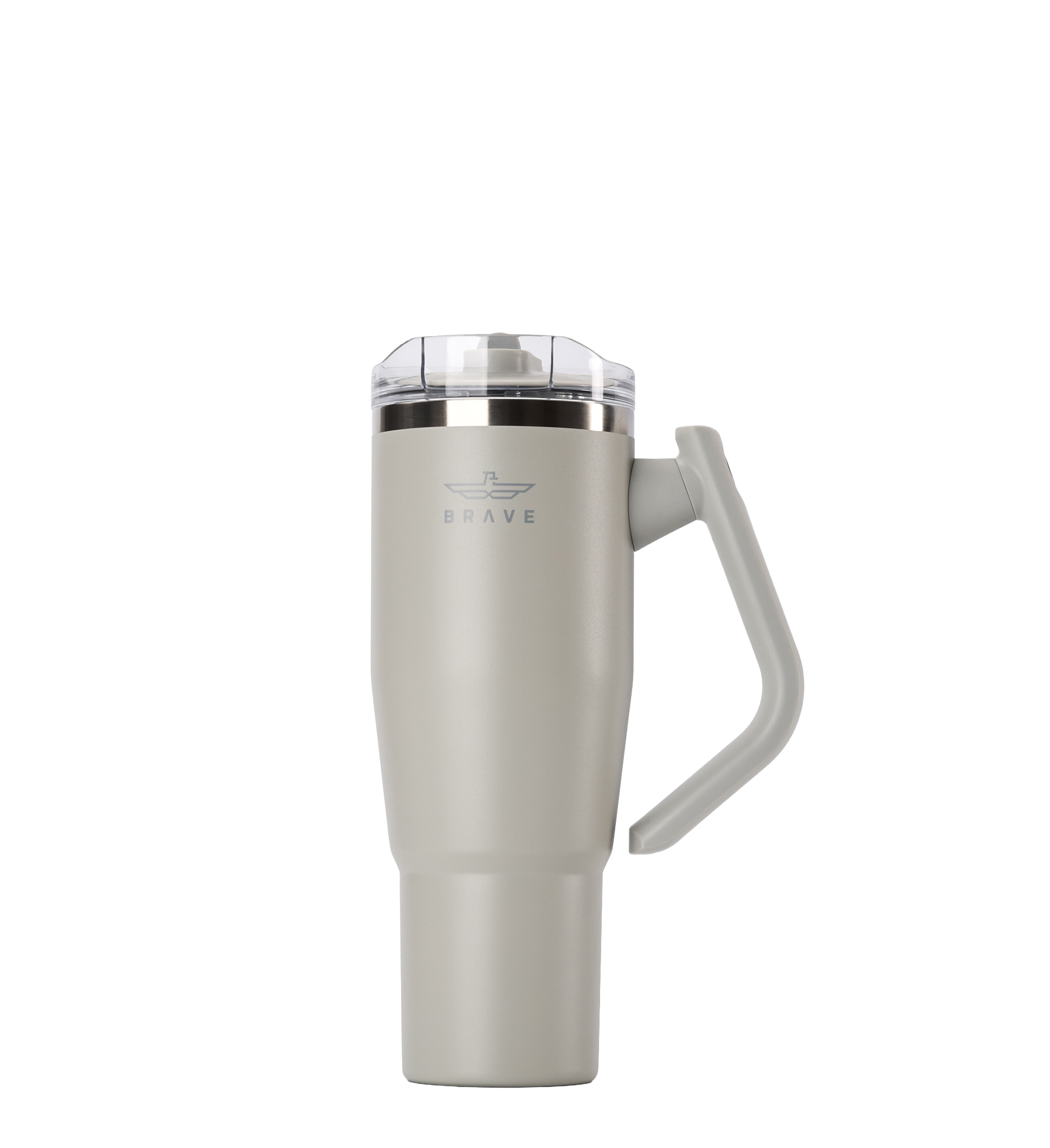Brave Temp Guard Vacuum Insulated Travel Mug – 180° Rotating Handle, 24H Cold & 12H Hot Retention, Leak-Proof Lid, 1200ml - Light Grey