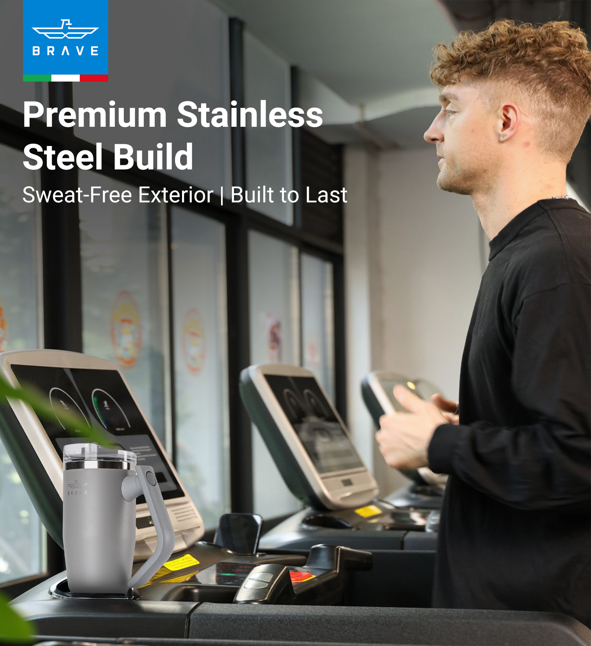 Brave Temp Guard Vacuum Insulated Travel Mug – 180° Rotating Handle, 24H Cold & 12H Hot Retention, Leak-Proof Lid, 1200ml - Dark Grey