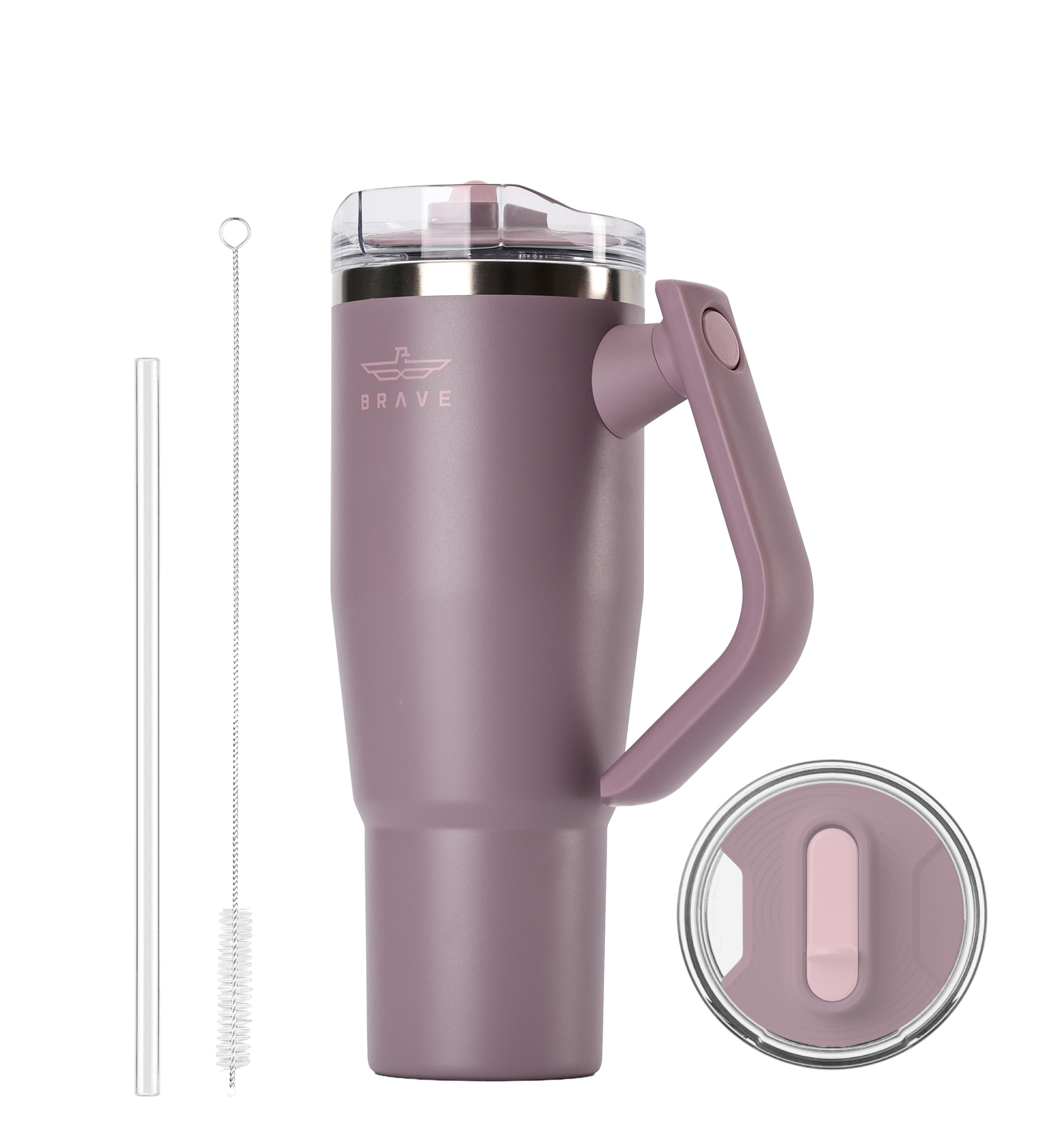 Brave Temp Guard Vacuum Insulated Travel Mug – 180° Rotating Handle, 24H Cold & 12H Hot Retention, Leak-Proof Lid, 1200ml - Purplish Red