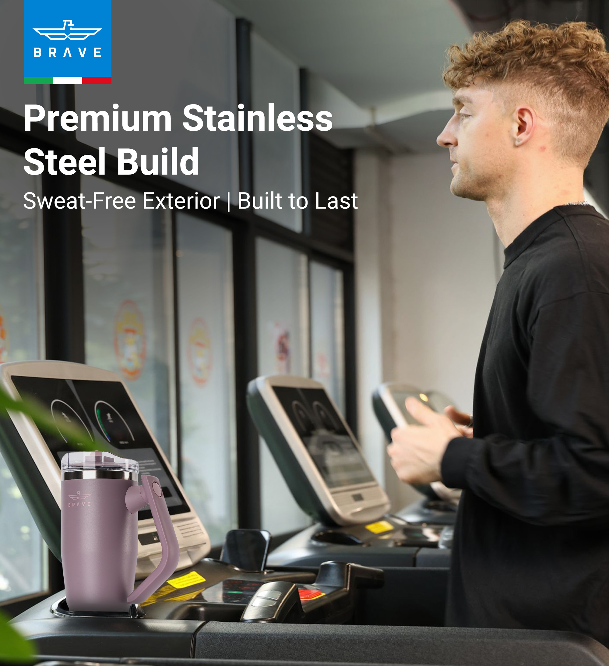 Brave Temp Guard Vacuum Insulated Travel Mug – 180° Rotating Handle, 24H Cold & 12H Hot Retention, Leak-Proof Lid, 1200ml - Purplish Red