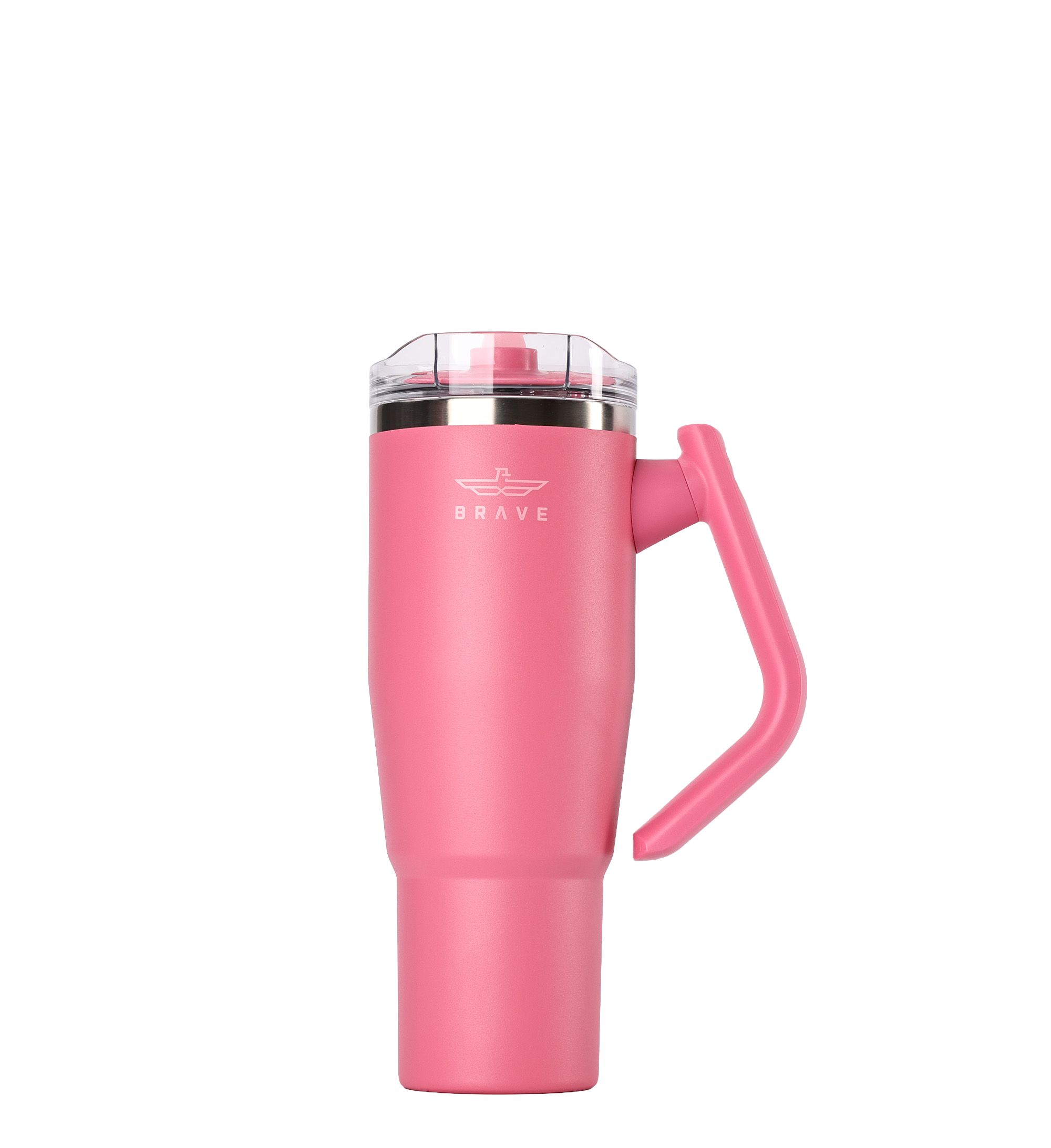Brave Temp Guard Vacuum Insulated Travel Mug – 180° Rotating Handle, 24H Cold & 12H Hot Retention, Leak-Proof Lid, 1200ml - Rose Red