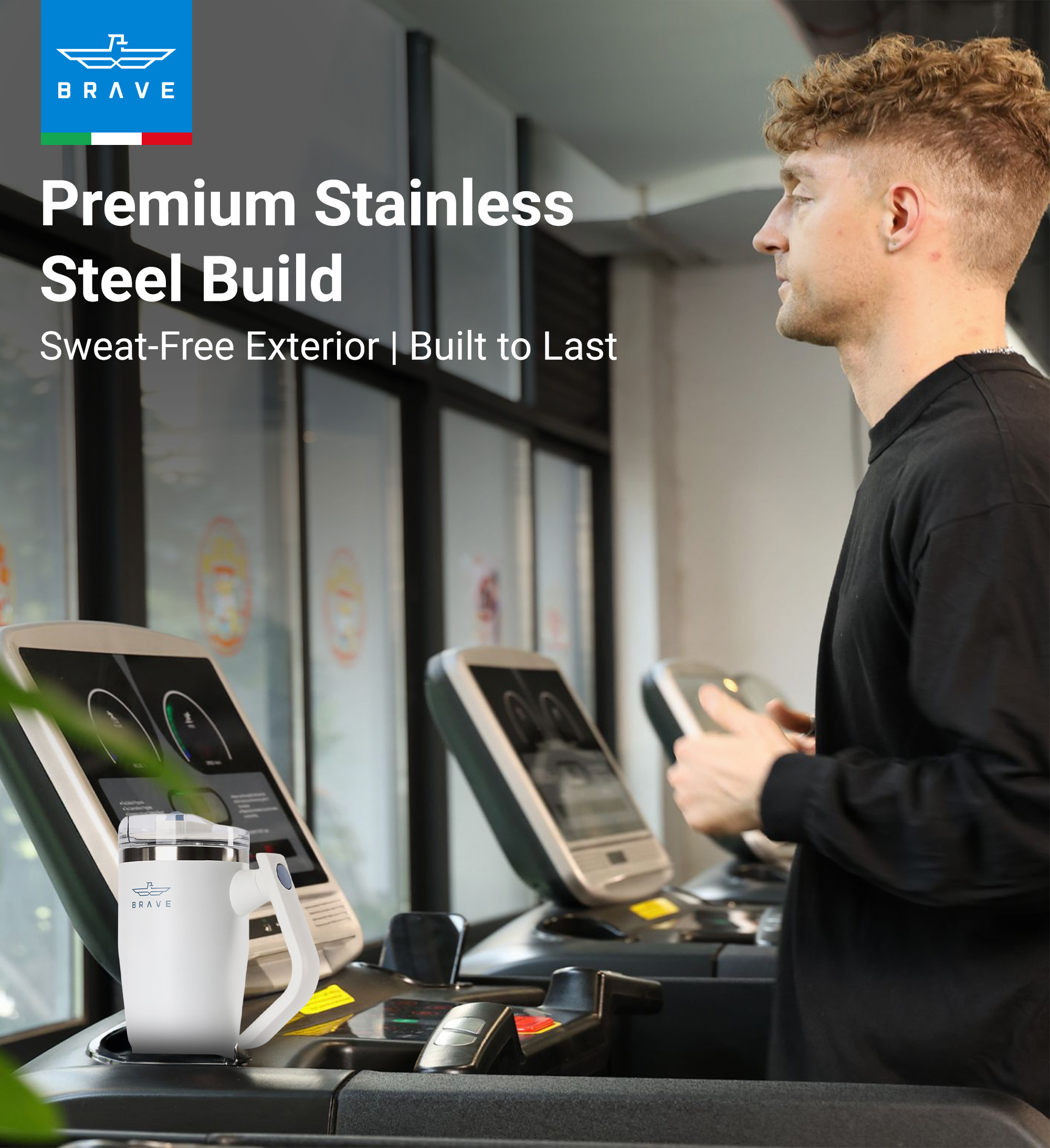 Brave Temp Guard Vacuum Insulated Travel Mug – 180° Rotating Handle, 24H Cold & 12H Hot Retention, Leak-Proof Lid, 950ml - White