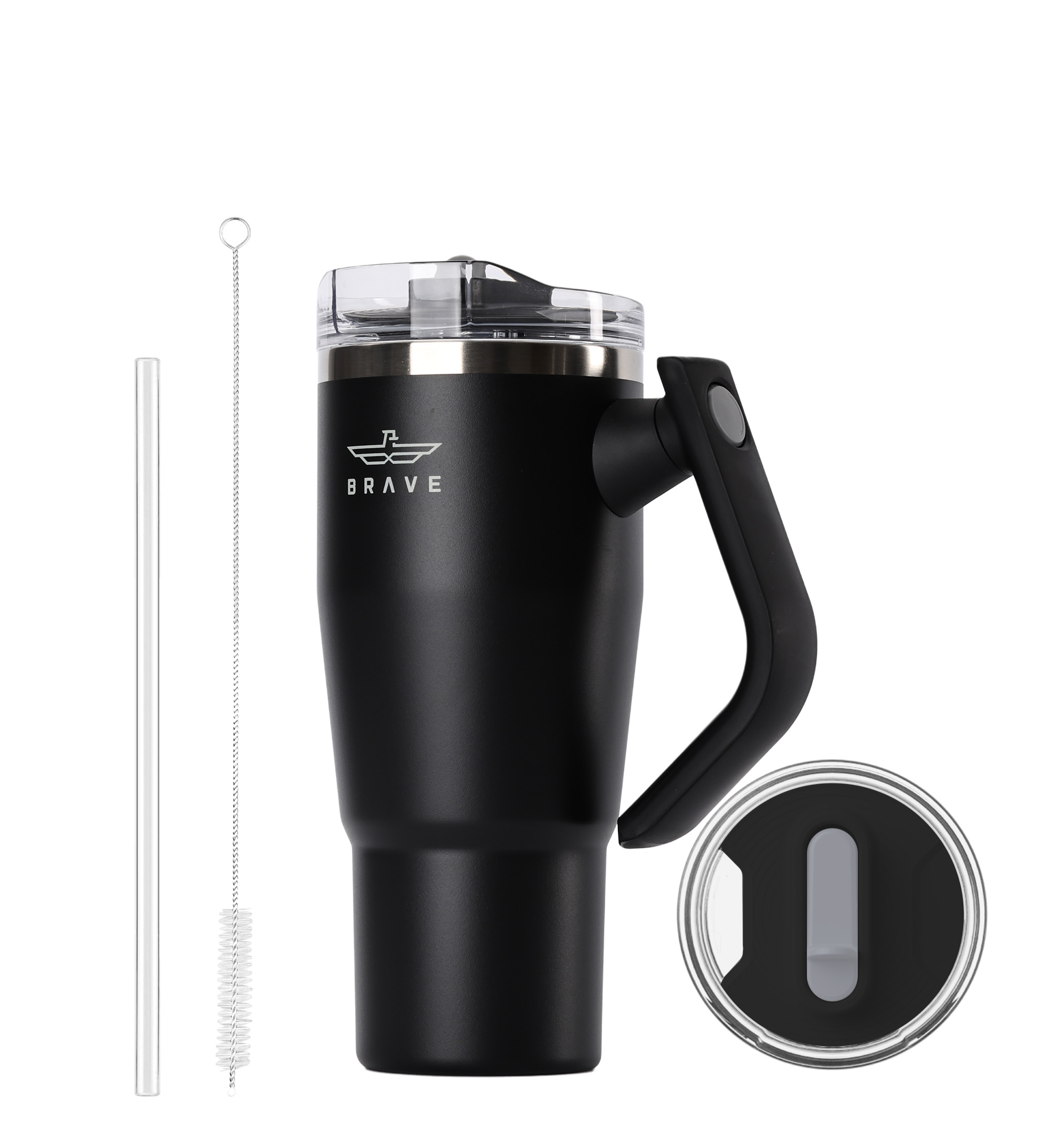 Brave Temp Guard Vacuum Insulated Travel Mug – 180° Rotating Handle, 24H Cold & 12H Hot Retention, Leak-Proof Lid, 950ml - Black