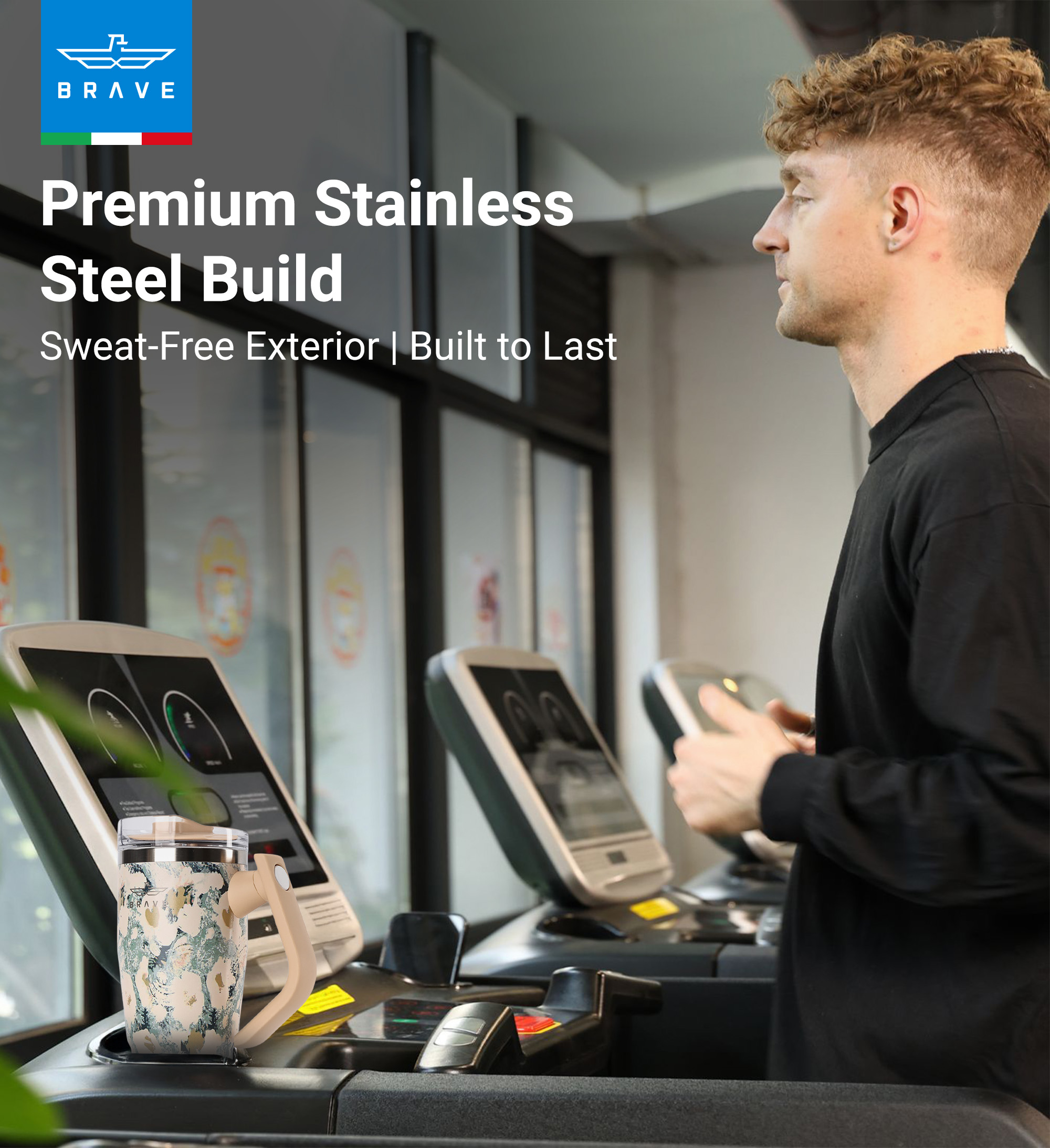 Brave Temp Guard Vacuum Insulated Travel Mug – 180° Rotating Handle, 24H Cold & 12H Hot Retention, Leak-Proof Lid, 950ml - Yellow Rose