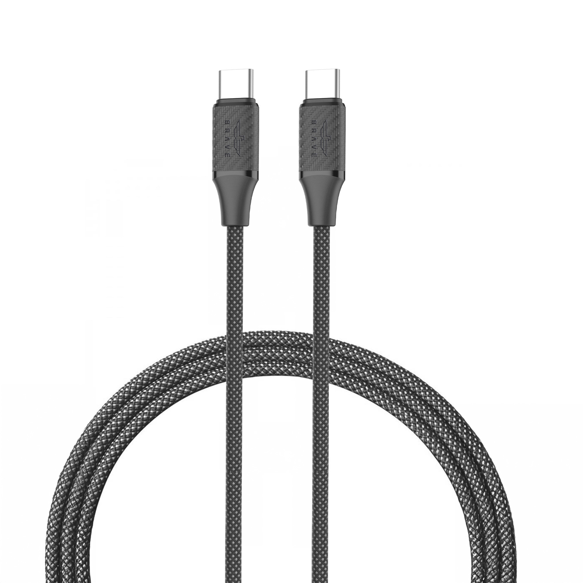 BRAVE BDC-46 Type C to Type C Braided Fast Charging Data Cable 60W 3A, for iPhone 16, 1M - Black