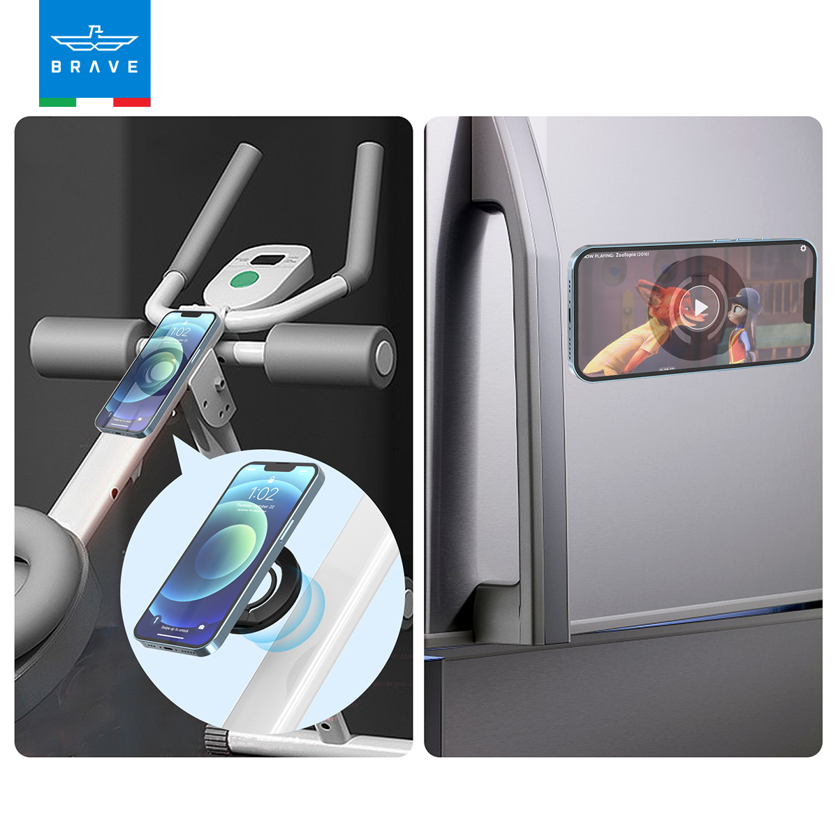 BRAVE MagGrip 3-in-1 Magnetic Ring Holder & Kickstand – 360° Rotatable, MagSafe Compatible, Universal Phone Grip Stand - Black