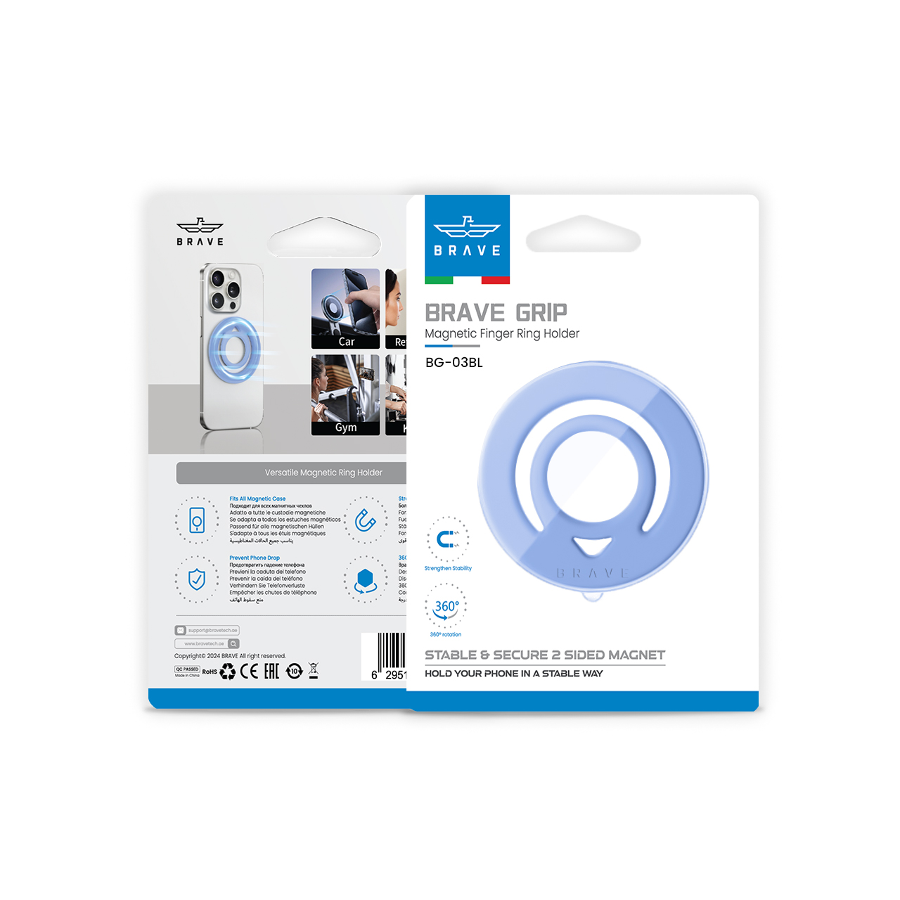 BRAVE Grip Magnetic Finger Ring Holder - Blue