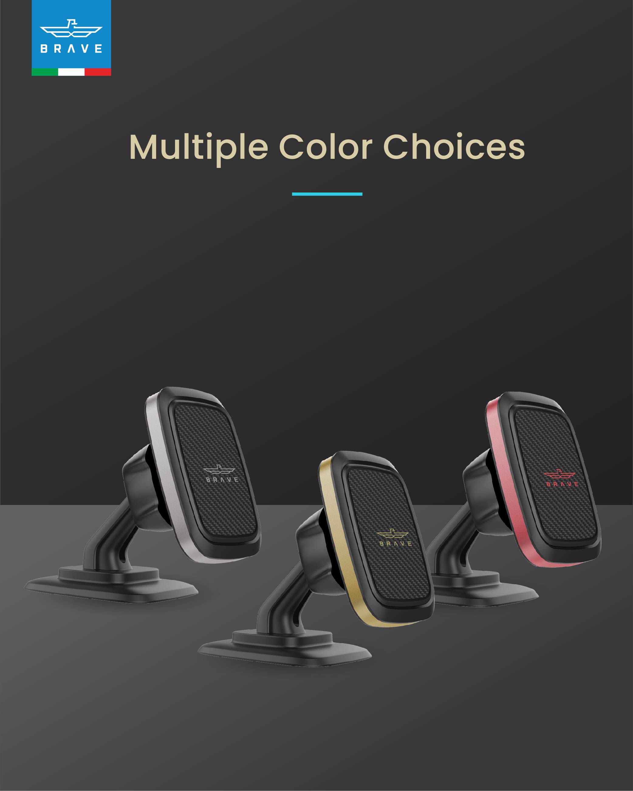 BRAVE Magnetic Car Mount – 360° Rotation, Universal Fit, Strong Adhesive