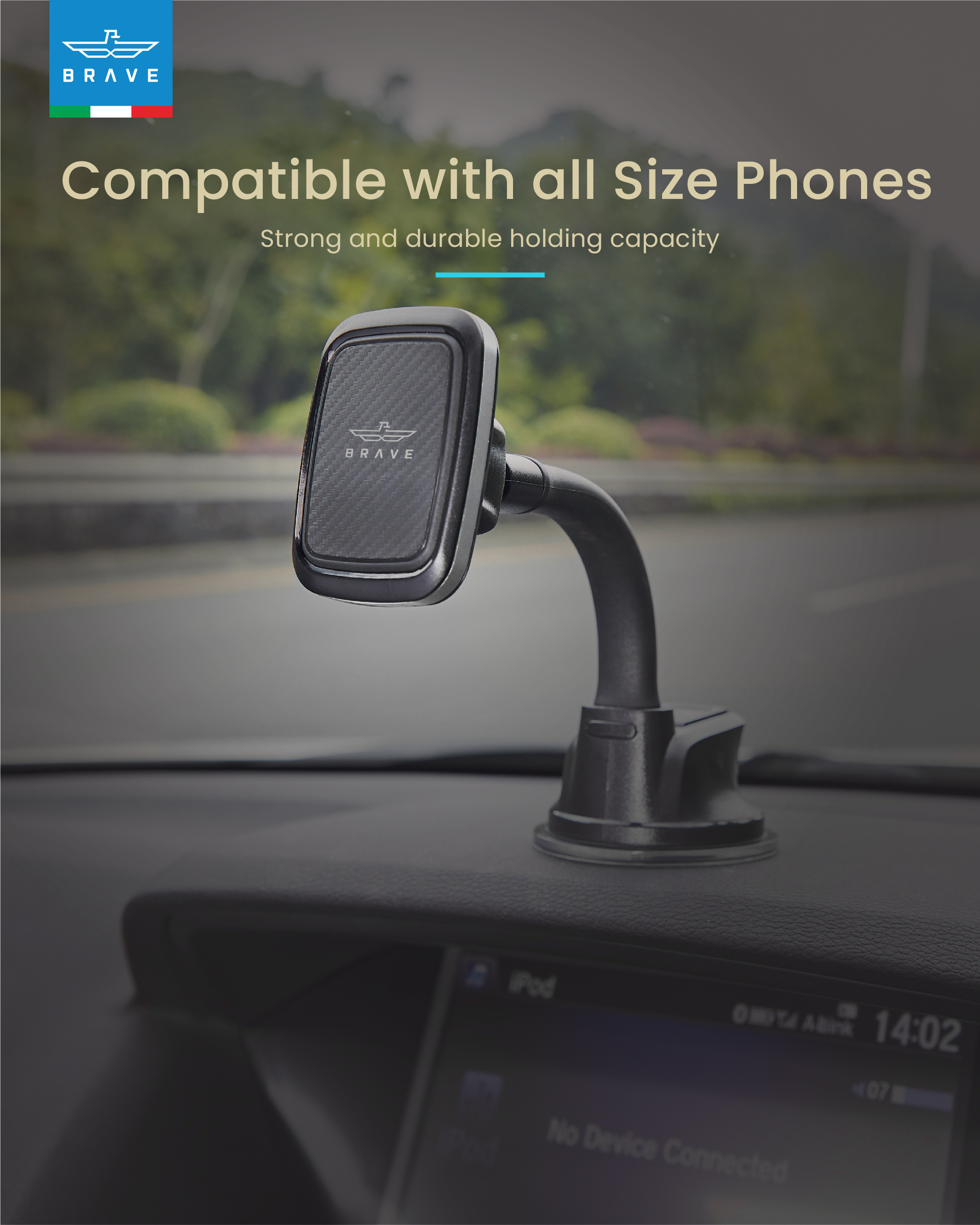 BRAVE BHL-718 Magnetic Car Holder for Dashboard & Windshield