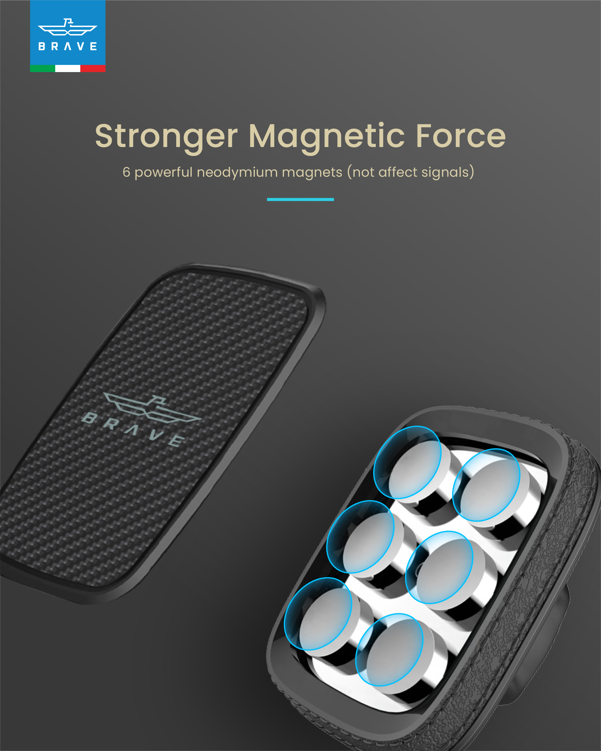 BRAVE BHL-718 Magnetic Car Holder for Dashboard & Windshield