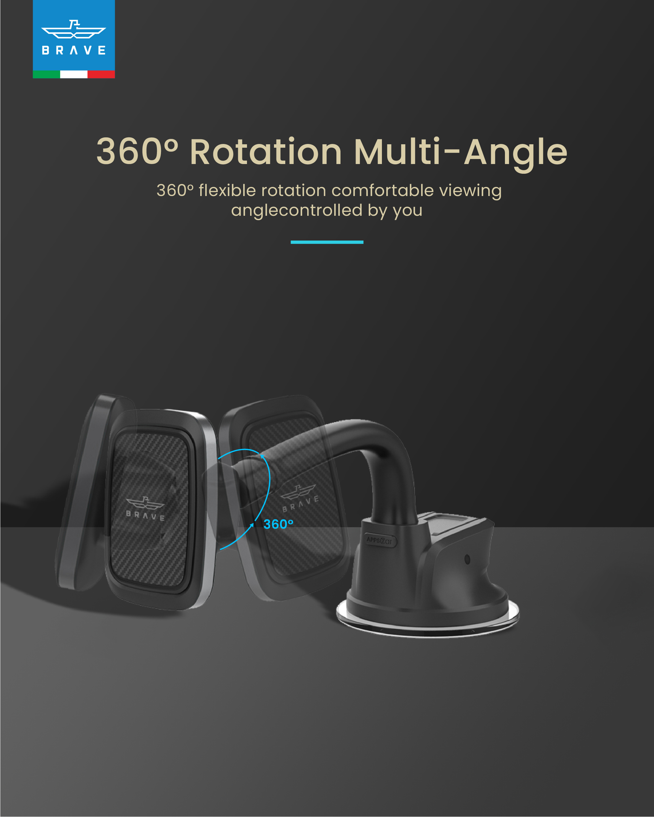 BRAVE BHL-718 Magnetic Car Holder for Dashboard & Windshield