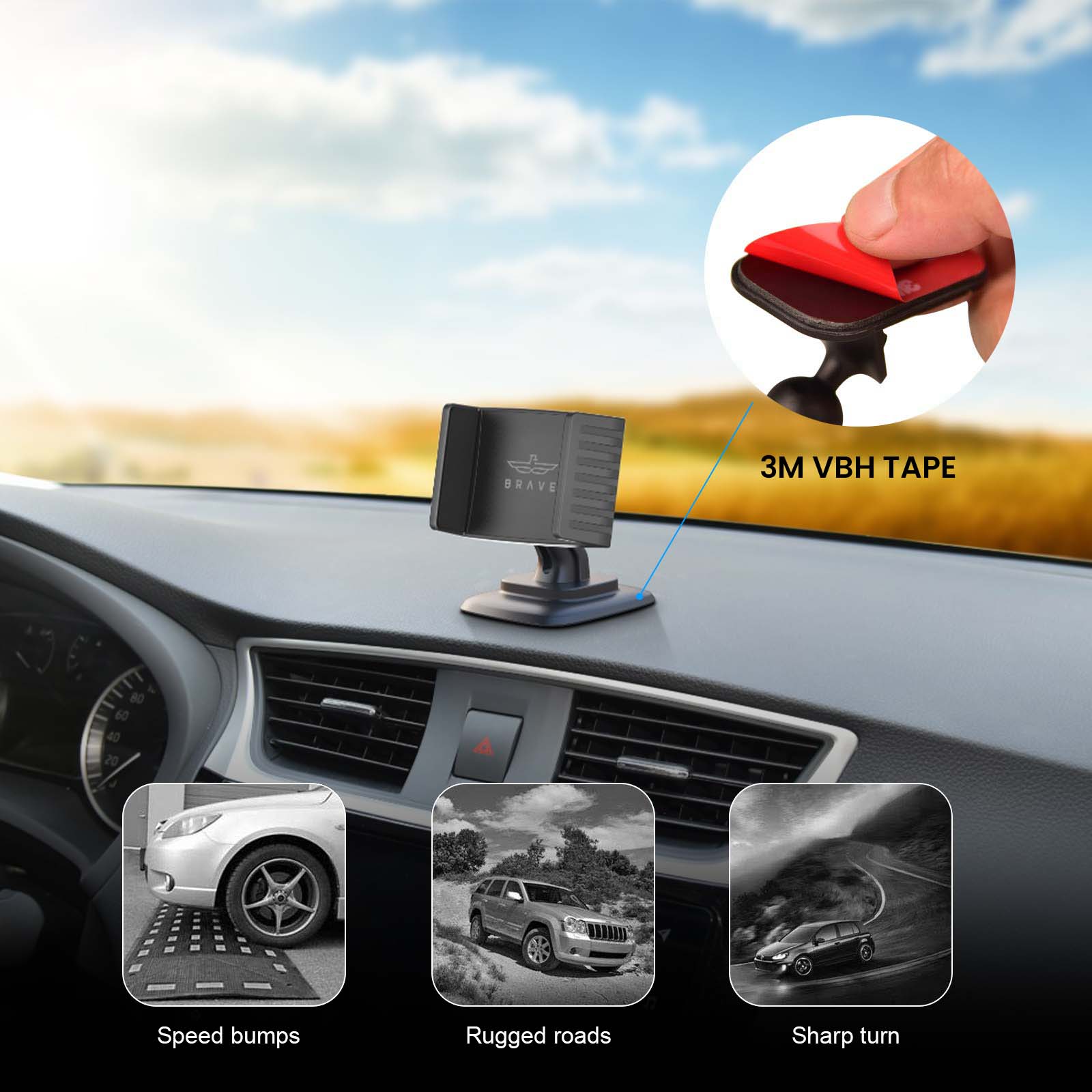 BRAVE Universal Car Mount Air-Vent & Dashboard BHL-47