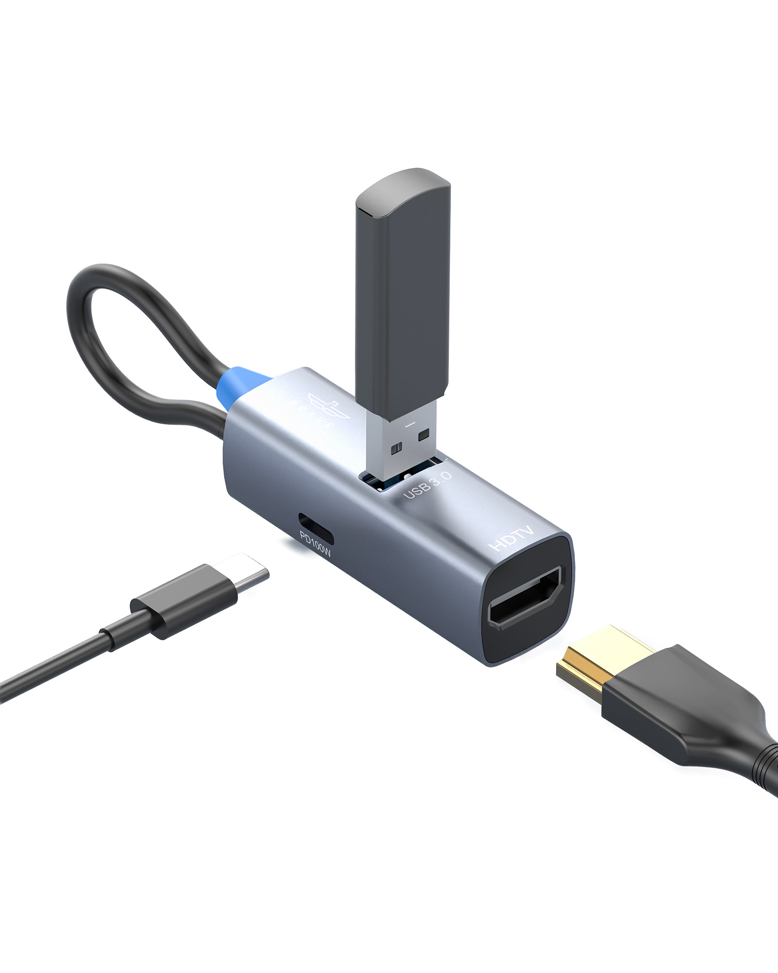 BRAVE BraveLink Series 3-in-1 USB-C Multiport Hub BH-03 - Silver