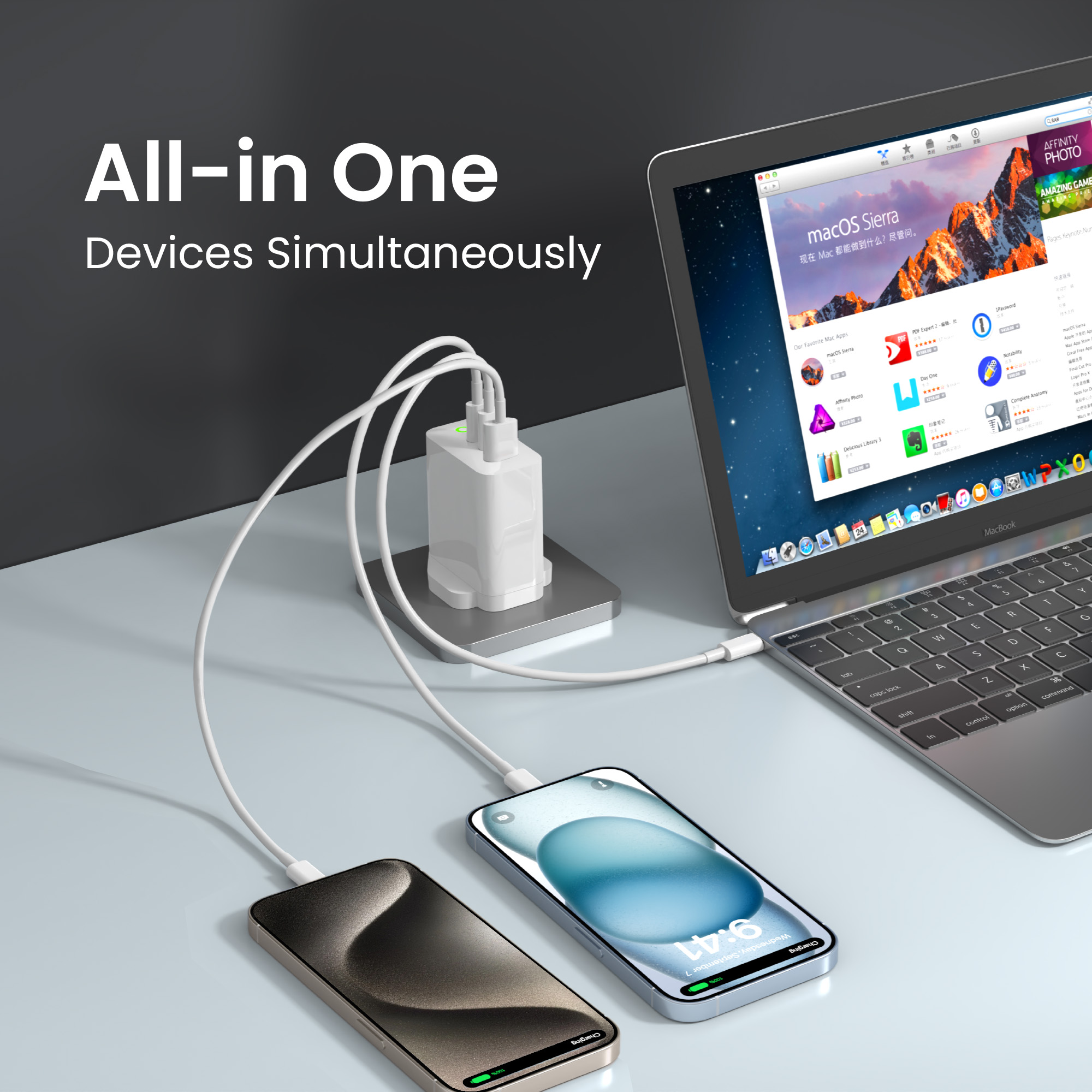 BRAVE BTC-35 65W GaN USB-C Fast Charger with Power Delivery & Quick Charge – 2 USB-C & 1 USB-A Ports -White