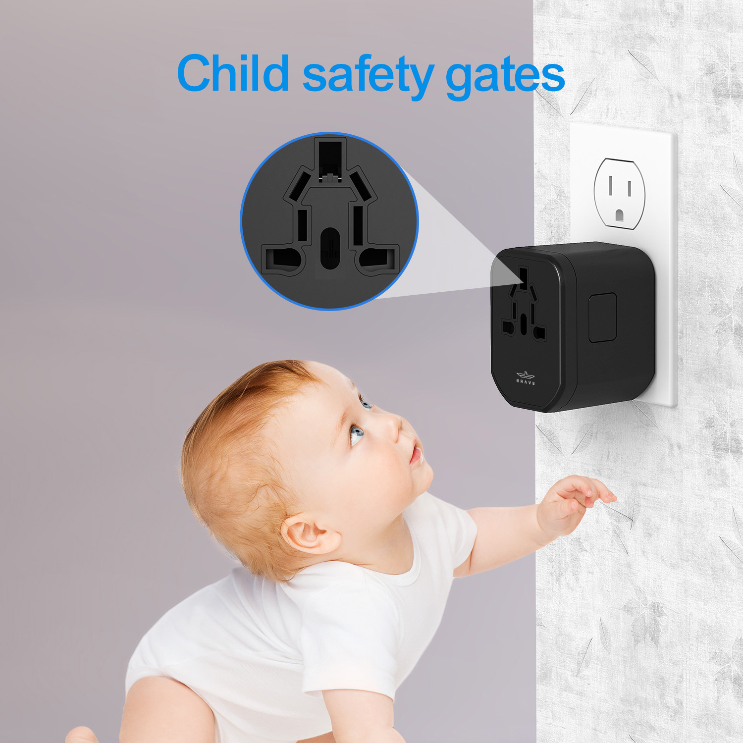 Brave BTC-33 4-in-1 Universal Travel Adapter  with 20W Fast Charging | 1 AC Socket, 2 USB-A, 1 USB-C PD - Black