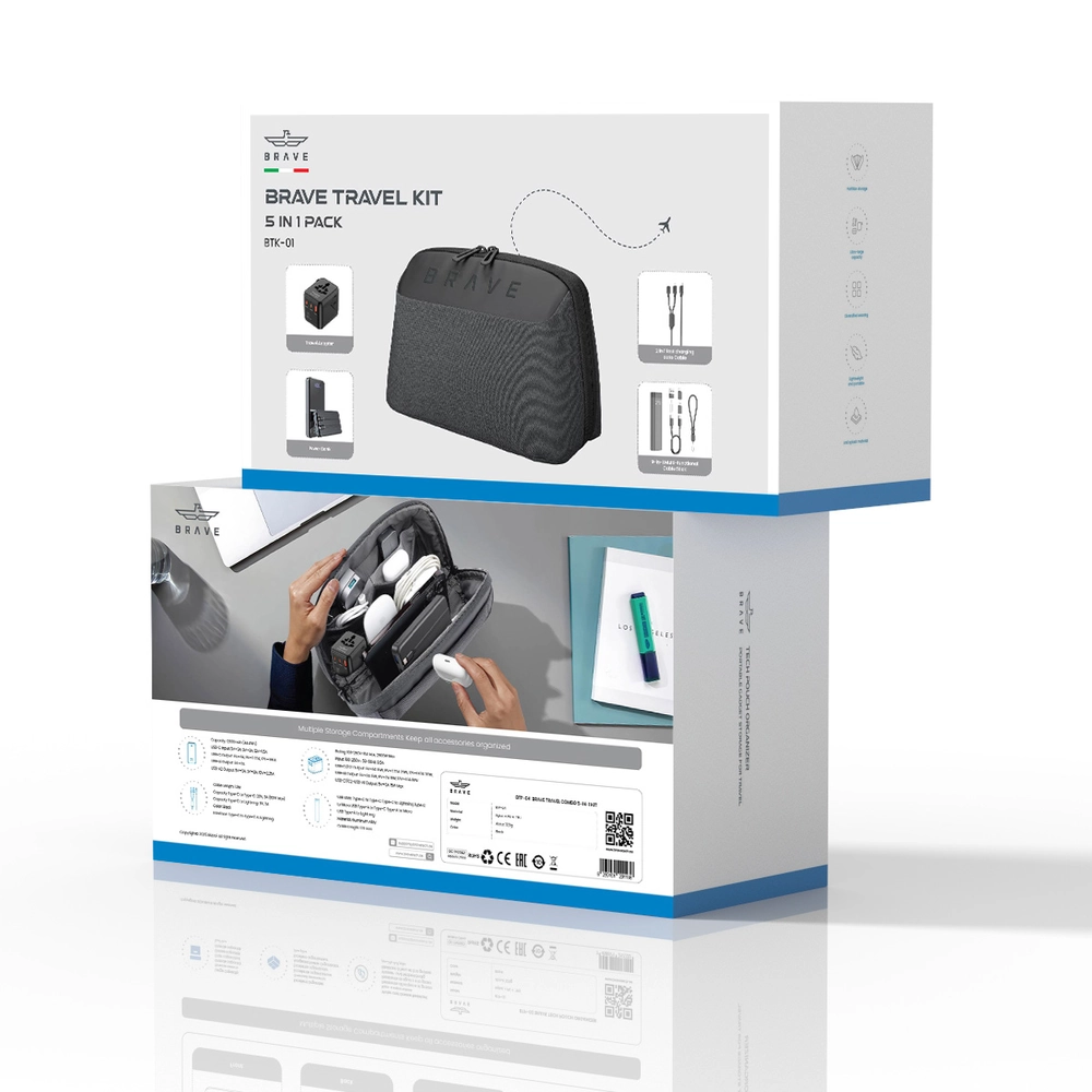 Brave BTK-01 Travel Kit 5 In 1 Pack  - Black