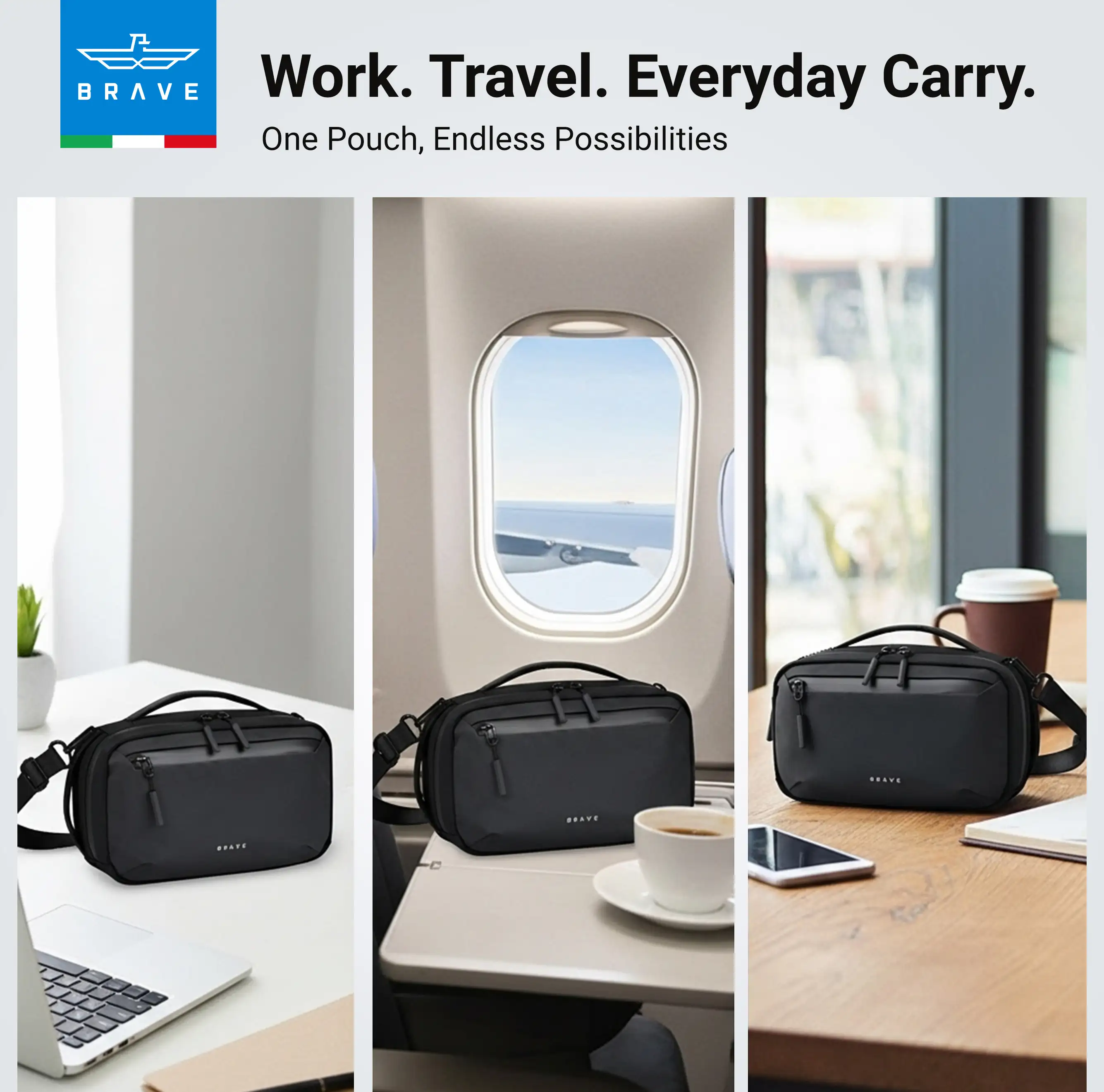 Brave BTP-06 Tech Pouch Organizer Portable Gadget Storage For Travel - Black