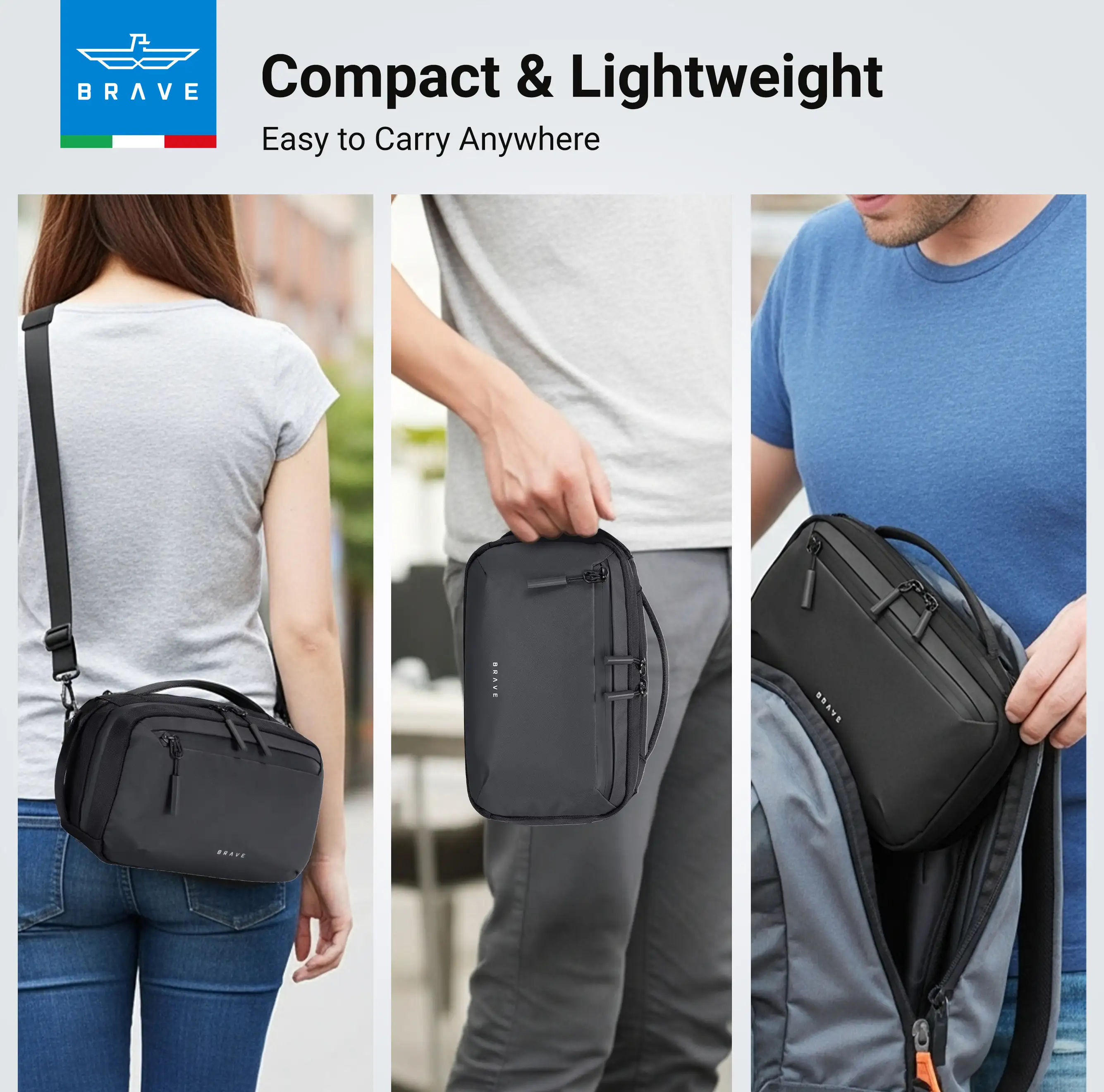 Brave BTP-06 Tech Pouch Organizer Portable Gadget Storage For Travel - Black