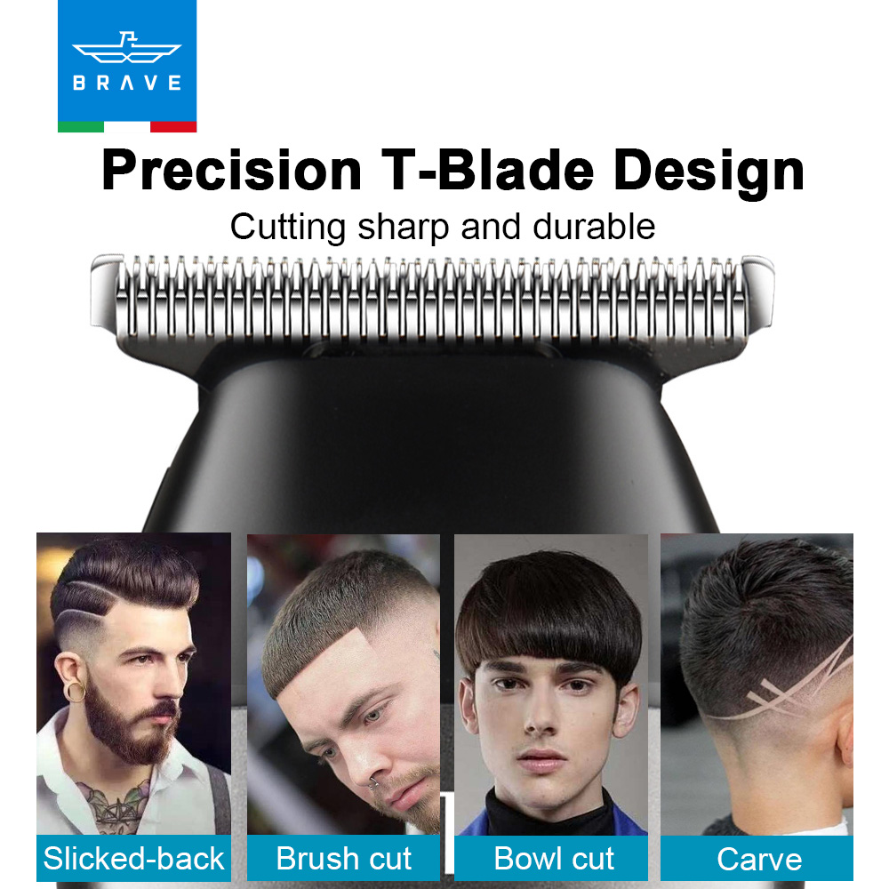 BRAVE Mini Men's Hair Trimmer | Cordless Zero-Gapped T-Blade Trimmer - Black