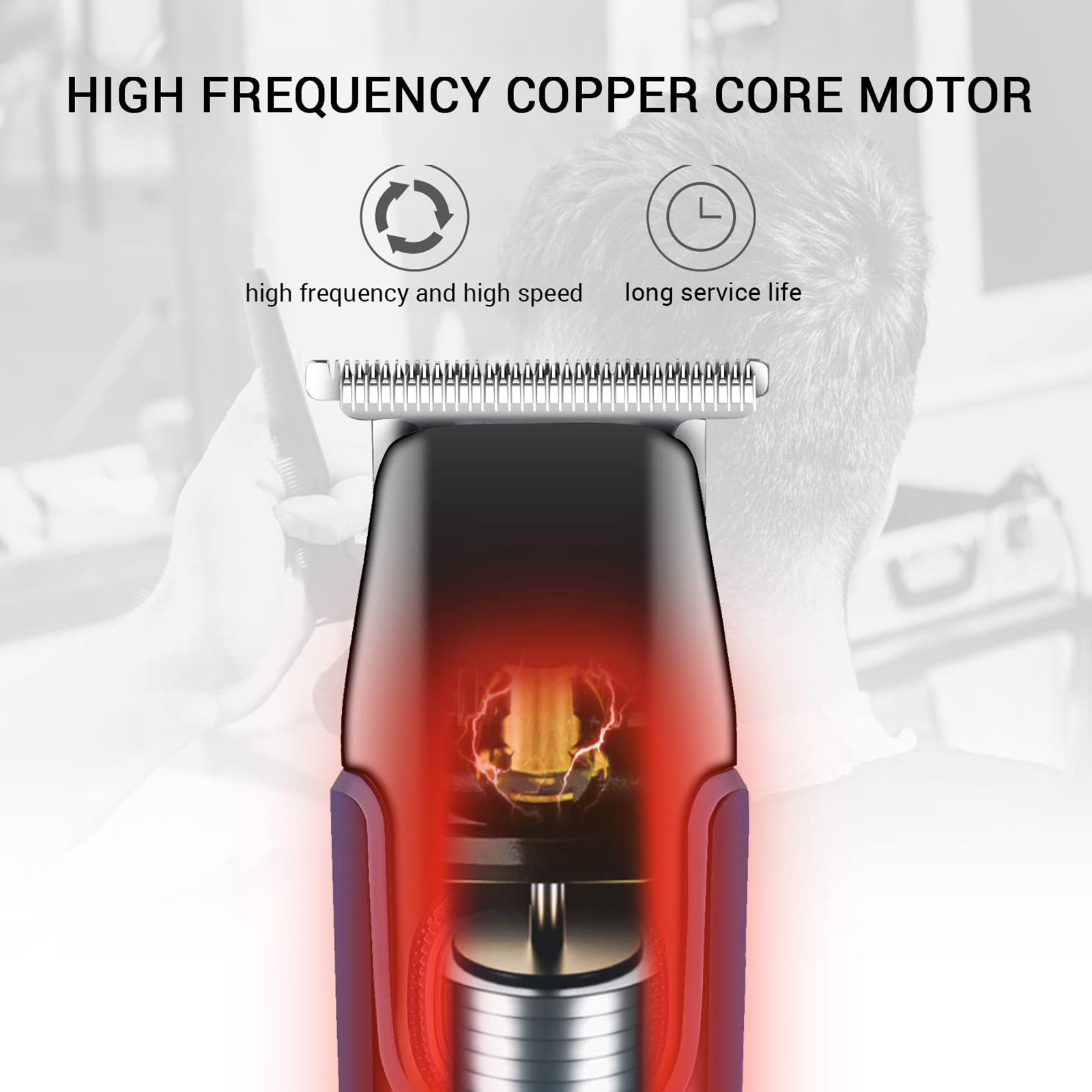 BRAVE Men's Hair Trimmer | Cordless Grooming Kit with T-Blade - Black