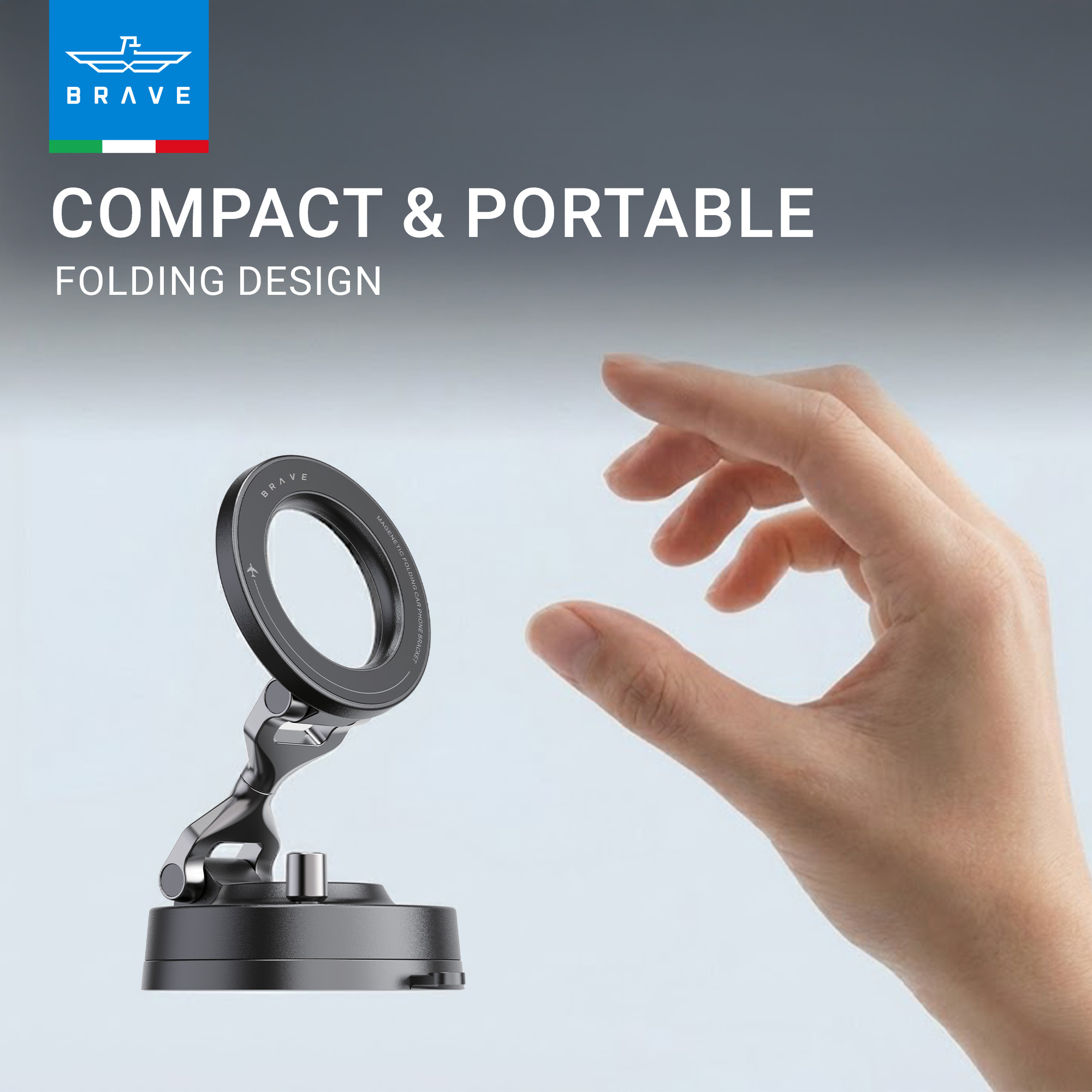 BRAVE MagSafe Car Phone Holder with Vacuum Suction for Dashboard & Windshield BHL-56 - Black