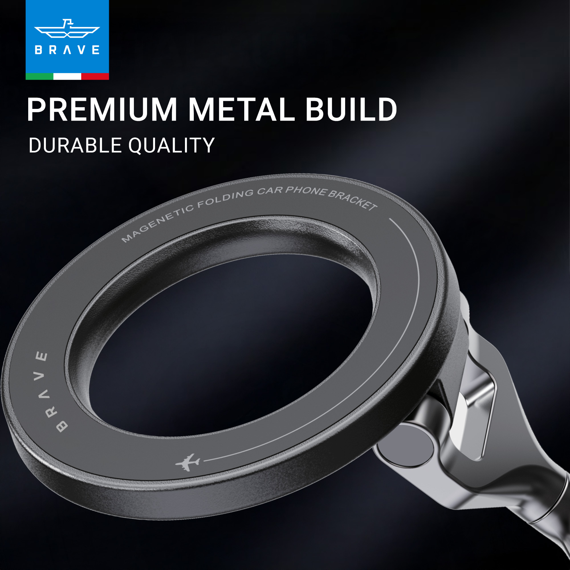 BRAVE MagSafe Car Phone Holder with Vacuum Suction for Dashboard & Windshield BHL-56 - Black