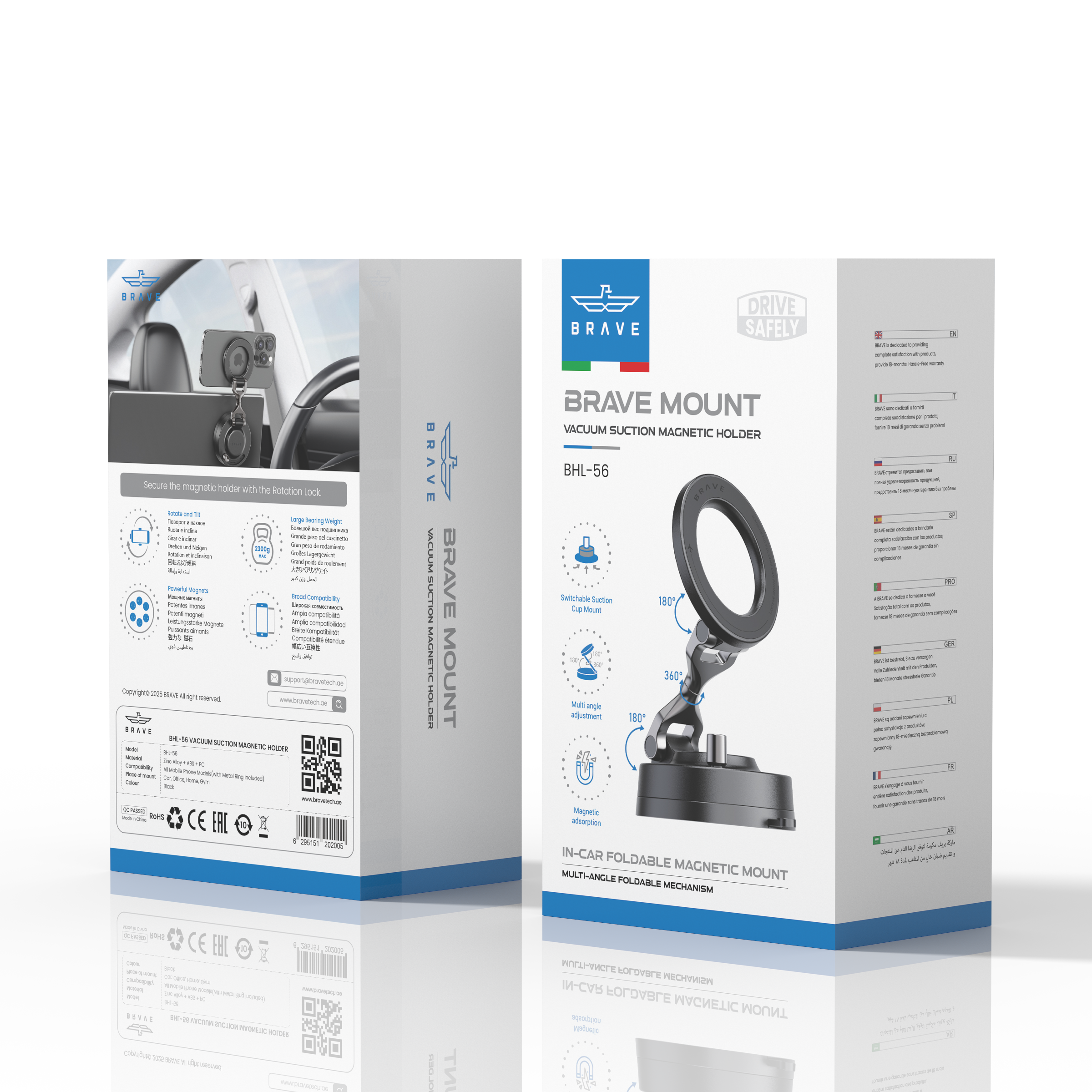 BRAVE MagSafe Car Phone Holder with Vacuum Suction for Dashboard & Windshield BHL-56 - Black