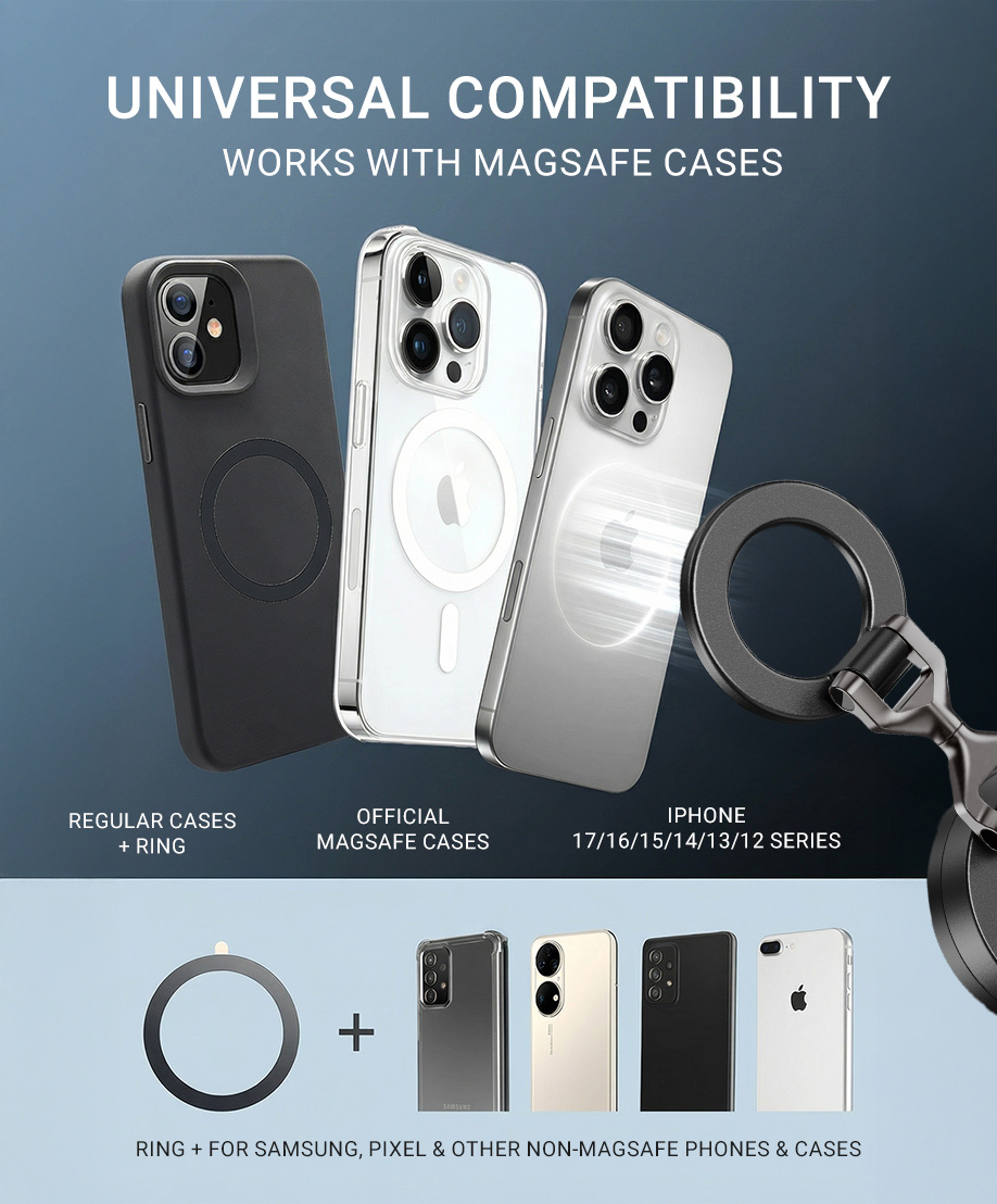 BRAVE MagSafe Car Phone Holder with Vacuum Suction for Dashboard & Windshield BHL-56 - Black