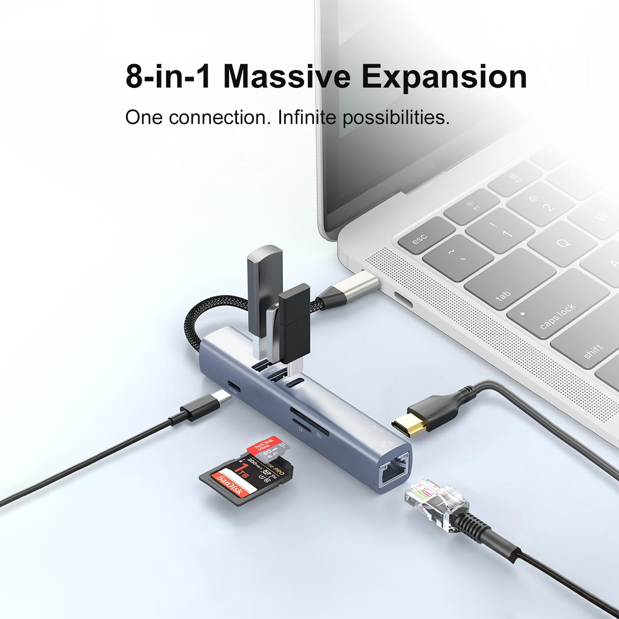 BRAVE BraveLink Series 8-in-1 USB-C Multiport Hub BH-08 - Silver