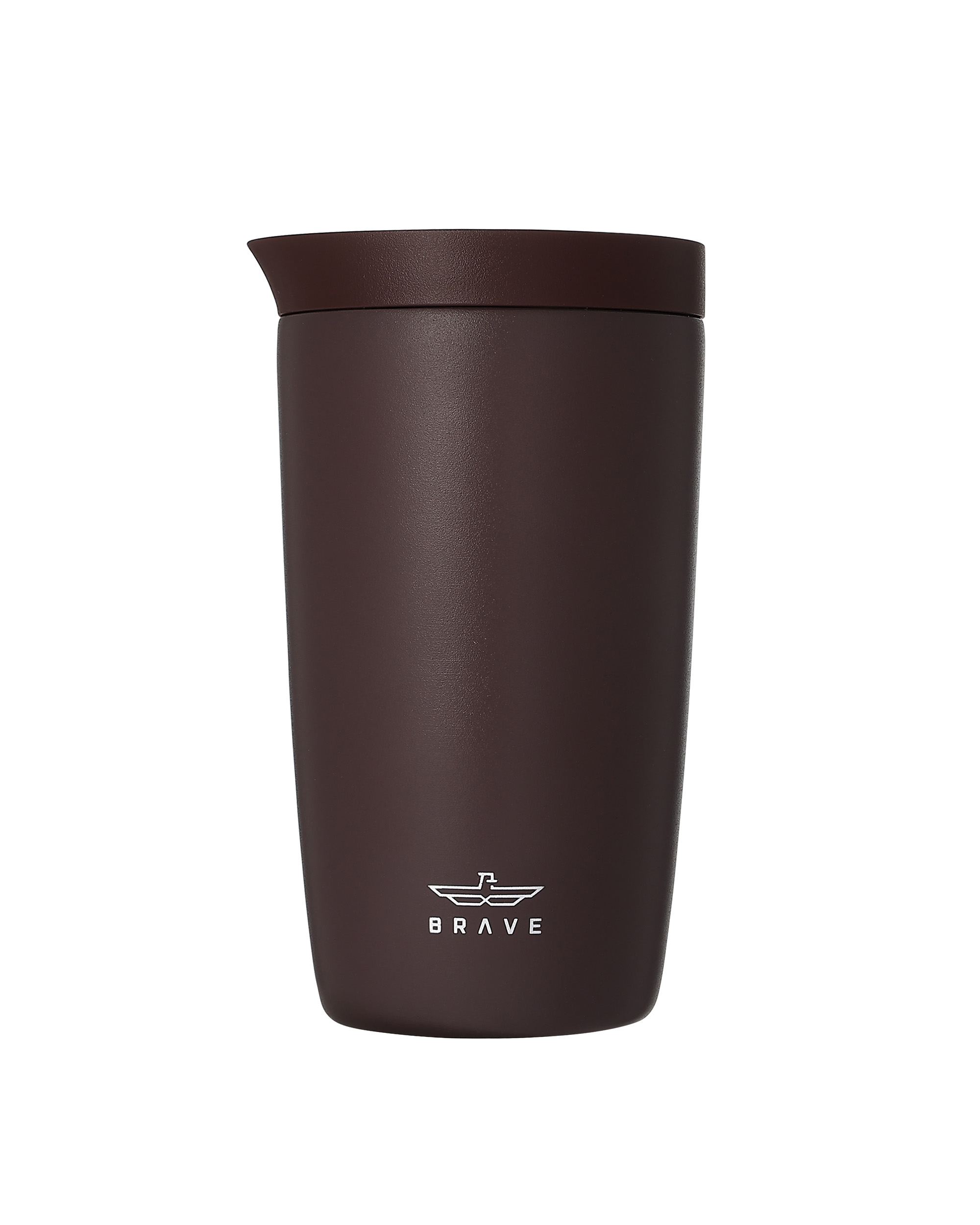 Brave TempGuard Travel Mug 350ml Stainless Steel Insulated Coffee Cup, Leak Proof Push Button Lid, Hot & Cold Tumbler - Brown