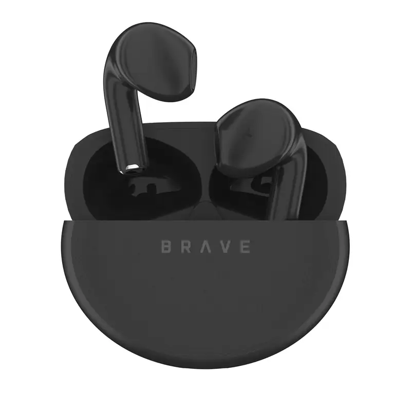 Brave E-36 Sonic TWS Earbuds Bluetooth 6.0, Deep Bass 13mm Driver, 18H Playtime, Touch Control, Sweatproof Wireless Earphones - Black