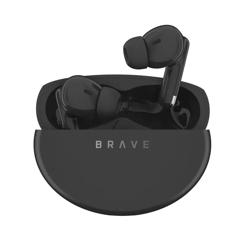 Brave Sonic Pro TWS Earbuds Bluetooth 6.0, 13mm Deep Bass, 18H Playtime, Touch Control, Sweatproof Wireless Earphones - Black